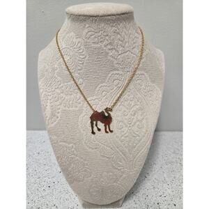 Gold Tone Camel Pendant Necklace Minimalist Animal Jewelry